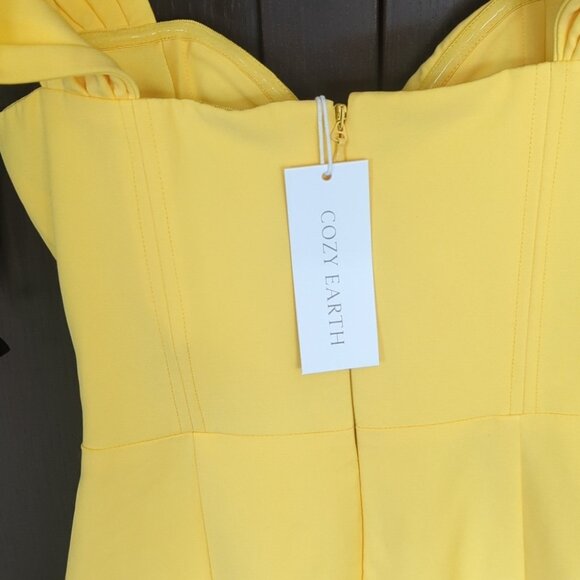 Selfridges Lavish Alice Elegant Yellow Off-Shoulder Dress - Size 4 NWT - Picture 9 of 14